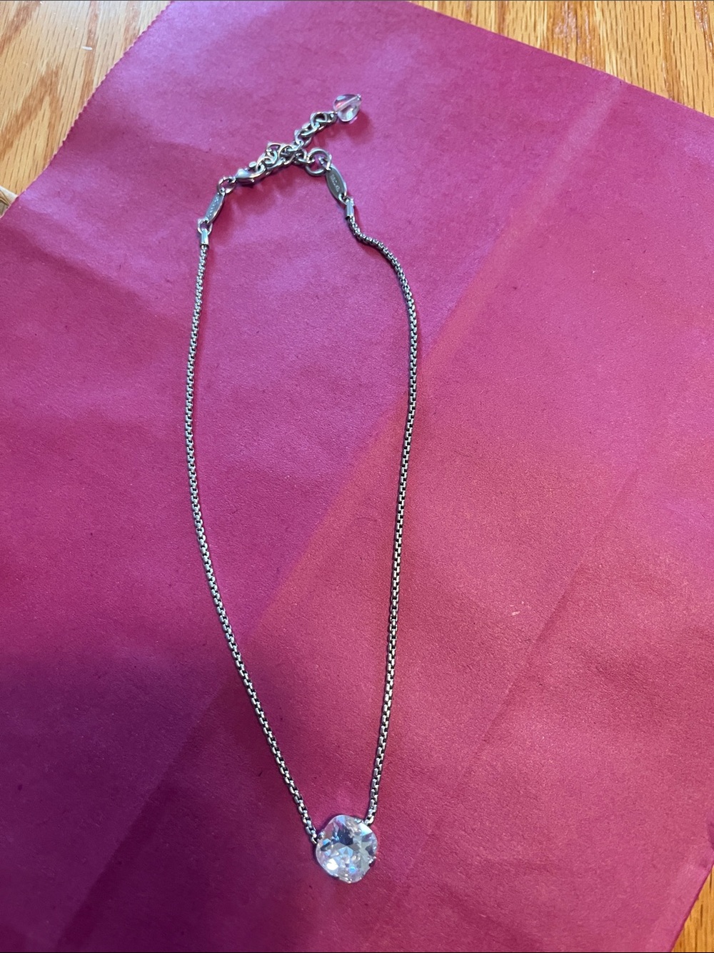 Sabika Silver Necklace with Clear Crystal Pendant